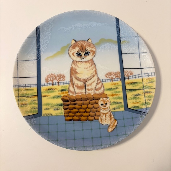 Artmark 1987 Porcelain 7.5” Collectible Orange Cat Plate Hanging Wall Decor - Picture 1 of 3